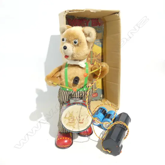 VINTAGE 'BARNEY BEAR' DRUMMER TOY H.260mm