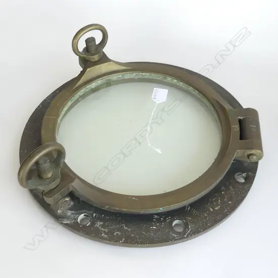 VINTAGE BRASS PORT HOLE; JOHN ROBY LTD. RAINHILL LIVERPOOL 370mm dia