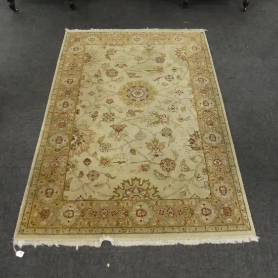 PERSIAN HAND KNOTTED BEIGE WOOL PILE RUG 1850x1240mm