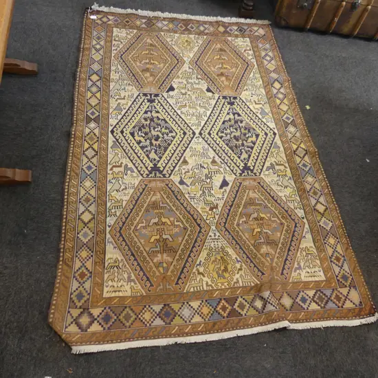 HAND KNOTTED FLAT WEAVE RUG 1950x1220mm