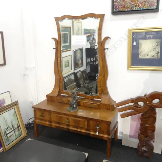 WALNUT BIEDERMEIER STYLE CHEVAL MIRROR 1200 X 440 X 1750mm