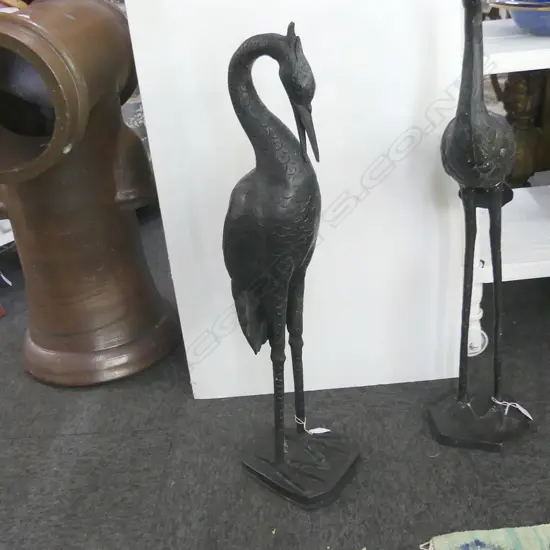 LARGE BRONZE STORK, HEAD DOWN, H. 690MM
