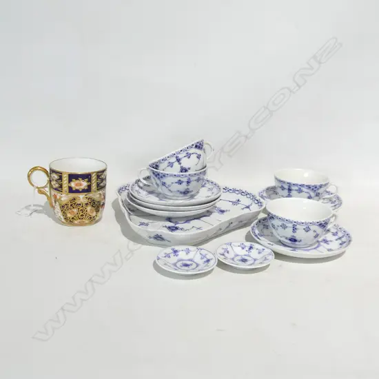 12 PCE ROYAL COPENHAGEN TEA SET(1 CUP AF) + DAVENPORT IMARI CUP