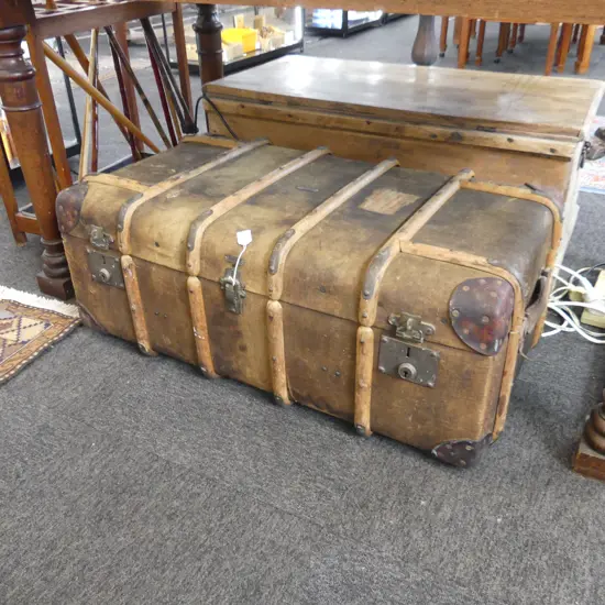 VINTAGE STEAMER TRUNK 950x350x550mm; JOHN PARSONS & SONS