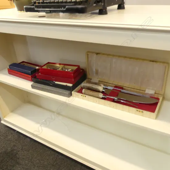 8 BOXES ASST. CUTLERY INCL. CARVING SET + 2 SETS 6 IVORINE 'BONE' HANDLED KNIVES