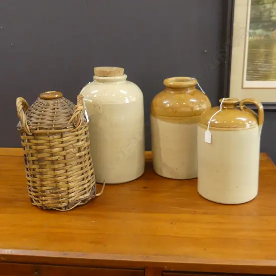 4 OLD STONE CROCKS H.375mm