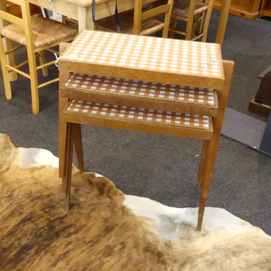 3 MID CENTURY NESTING TABLES 615x290x550mm