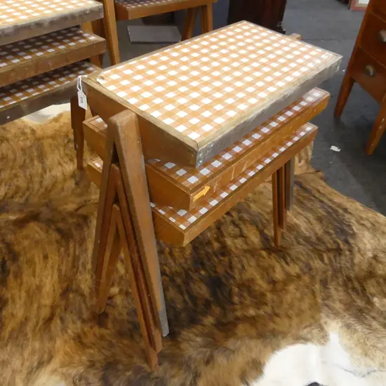 3 MID CENTURY NESTING TABLES 615x290x550mm