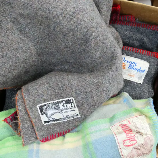 BOX LOT WOOLLEN BLANKETS