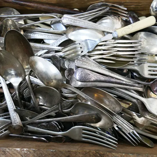 WOODEN CRATE OF ASST. EPNS CUTLERY