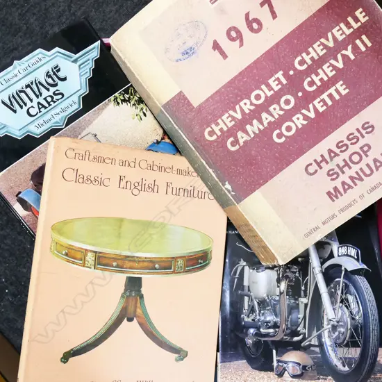 BOX LOT ASST. BOOKS; ANTIQUES / CARS ETC