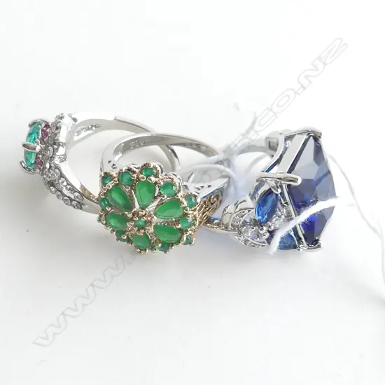 3 X 925 SILVER PLATE DRESS RINGS