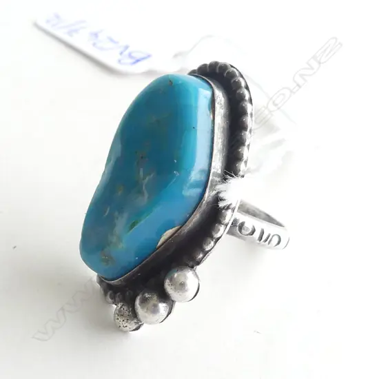 SILVER METAL & TURQUOISE RING