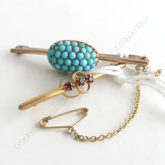 2 ANTIQUE BAR BROOCHES; 9CT & OTHER 4.6 GRAMS