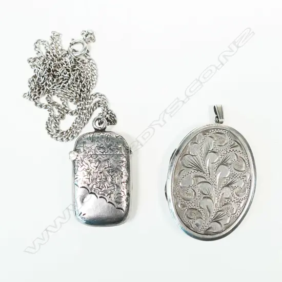 TWO S/SILVER ENGRAVED PCS; VESTA ON CHAIN & PENDANT, 36GM