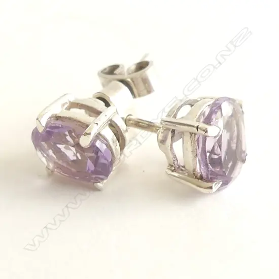 PR STG & PURPLE AMETHYST STUD EARRINGS