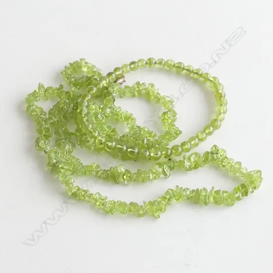 PERIDOT CHIP NECKLACE & BEAD BRACELET
