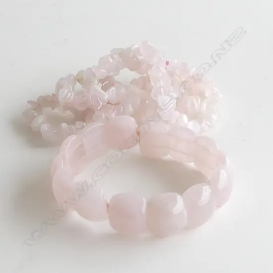 ROSE QUARTZ CHIP NECKLACE + BRACELET 