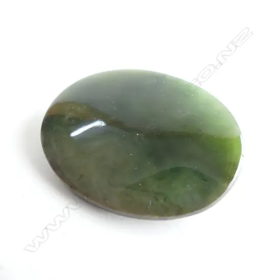 NZ POUNAMU (GREENSTONE) LG OVAL BROOCH 48 X 36MM