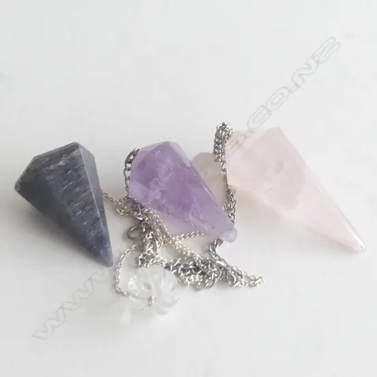 3 ASST GEMSTONE CRYSTAL PENDANTS