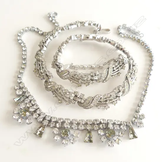 2 COSTUME JEWELLERY DIAMANTE NECKLACES 