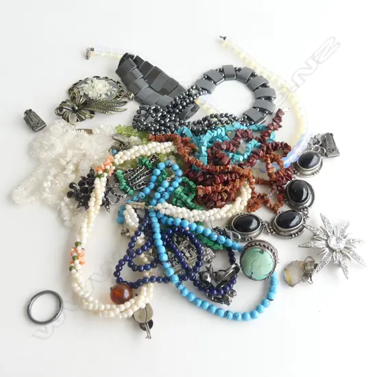 BAG ASST JEWELLERY INCL PENDANTS, NECKLACES, BROOCHES, RINGS ETC..