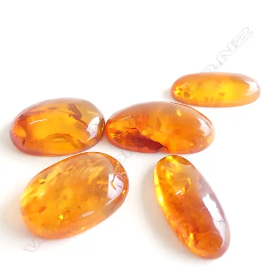 5 NATURAL BALTIC AMBER CABOCHONS
