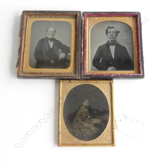 3 DAGUERREOTYPES; YOUNG MAN, OLD GENT, WOMAN H.95mm