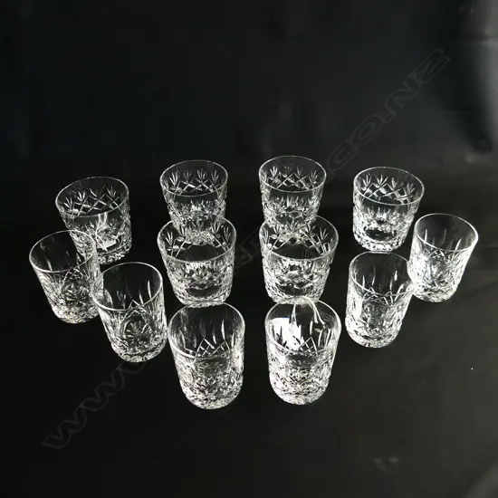 6 CUT CRYSTAL WHISKEY TUMBLERS + 6 SMALLER MINOR CHIPS TO SOME