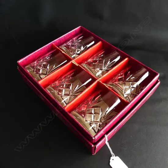 BOXED SET OF 6 BOHEMIA WHISKY TUMBLERS