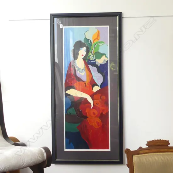LARGE FRAMED TARKAY SERIGRAPH 'RED DRESS' 45/350 SIGNED IN PENCIL certificate on the back... 1190x430mm
