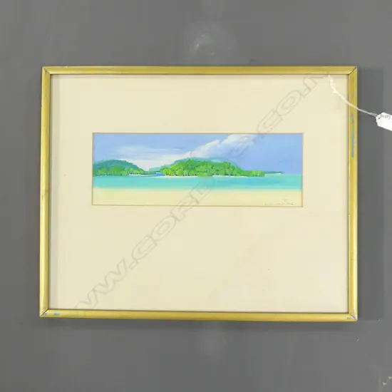 WENDY WHITE 'ISLAND SCENE VANUATU' ACRYLIC, 120 X 350mm