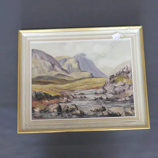 ALLEN. M .FRASER OIL ON BOARD THE PASS AT GLENCOE  440 X 310 MM