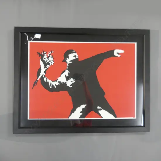 LGE AFTER BANKSY -THE WEST COUNTRY PRINCE -'FLOWER THROWER', 495x690mm
