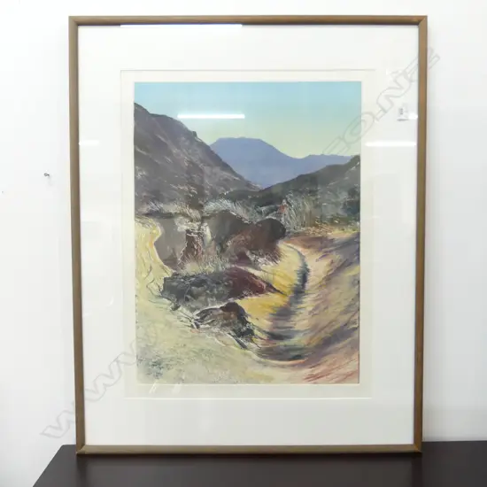 JUNE RITCHIE FRAMED MONOPRINT, TONGARIRO CROSSING MANGATEPOPO, SIGNED 1992, 450 X 620MM
