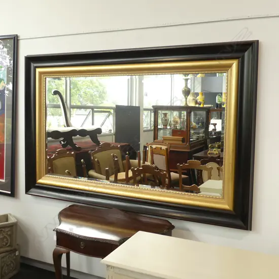VERY LARGE GILT & EBONISED WOOD MIRROR 1950x1250mm