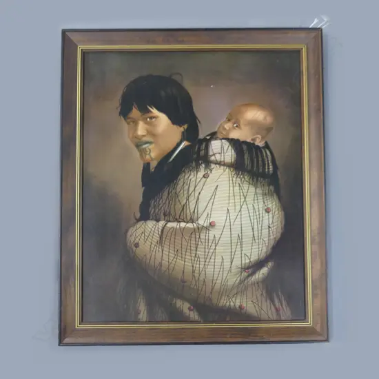 FRAMED PRINT. G LINDAUER . " RUPENE AND CHILD " . 555mm x 455mm