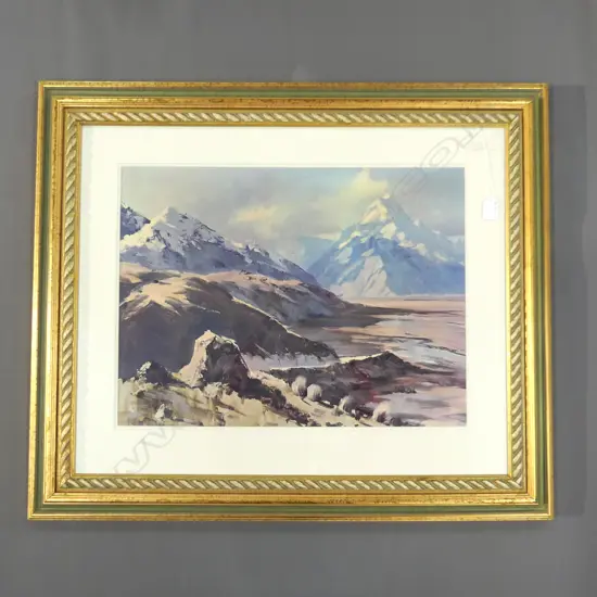 ASTON GREATHEAD PRINT ' MT COOK AORANGI - THE CLOUD PIERCER' 560 X 420MM