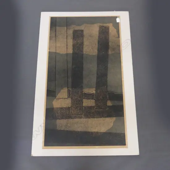 KEES HOS, 2 COLOUR RELIEF LTD ED PRINT 7/15 'MINE MEMORY' MOUNTED, UNFRAMED 930 X 530MM SIGNED '65