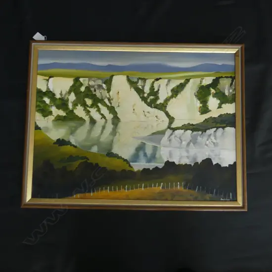 DON BELCHER 'RANGATIKI RIVER' OIL ON BOARD 440x600mm