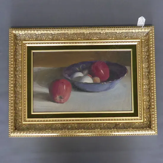 P REDWOOD OIL ON BOARD STILL LIFE 340 X 220 MM GILT FRAME