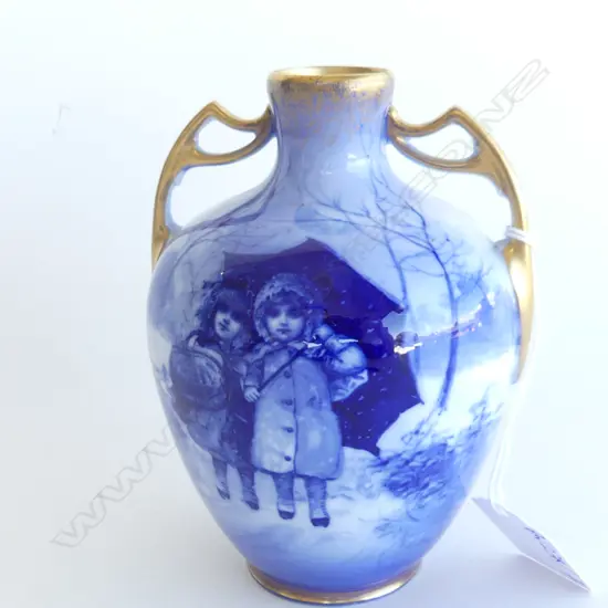 ROYAL DOULTON BLUE CHILDREN VASE (NECK REPAIRED) H.120mm