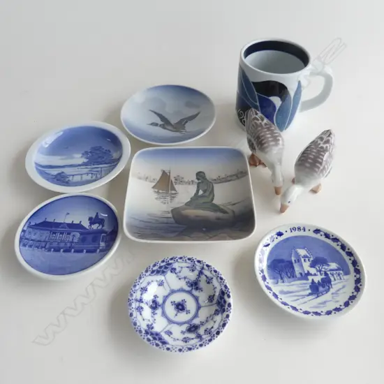 ASST ROYAL COPENHAGEN DISHES + 2 B+G GEESE L 80 MM