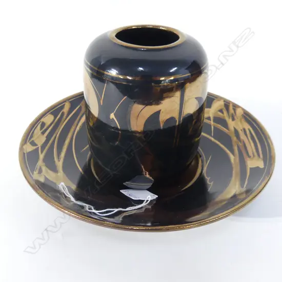 PETER COLLIS BOWL (DIA240MM) & UNSIGNED VASE  (H 140MM) 