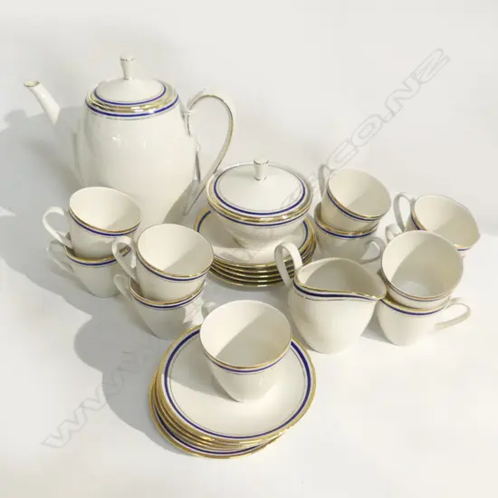 BOX LOT BAVARIAN COFFEE SET; WINTERLILY - 11 CUPS 10 SAUCERS, MILK, SUGAR, POT