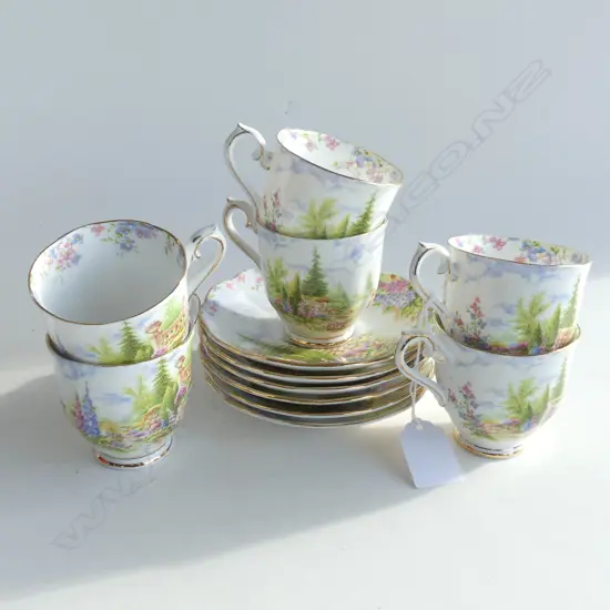 6 ROYAL ALBERT 'KENTISH ROCKERY' DEMITASSE CUPS & SAUCERS