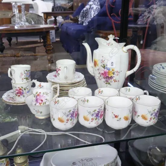 23 PCE CROWN DERBY COFFEE SET; 10 C/S, MILK, SUGAR & COFFEE POT