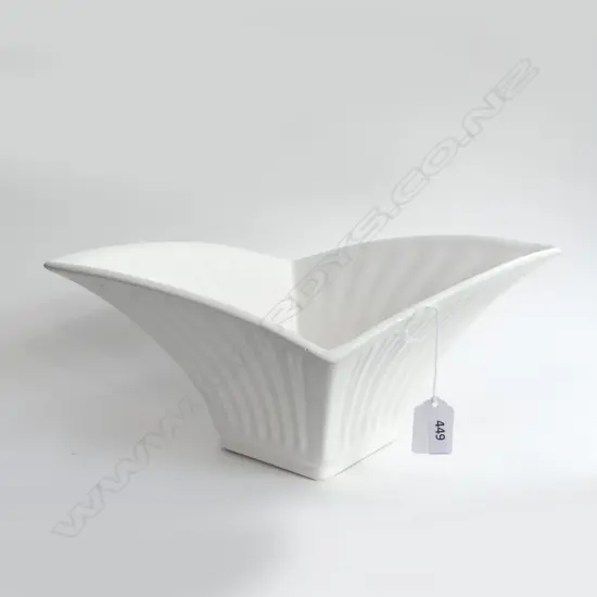 MOULDED FLARED WHITE VASE . " 2044 " UNDERNEATH . L  330mm