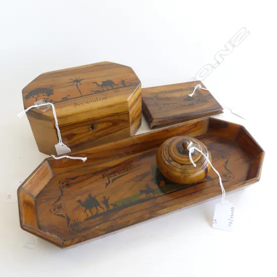 4 OLIVE WOOD JERUSALEM VINTAGE SOV PCS