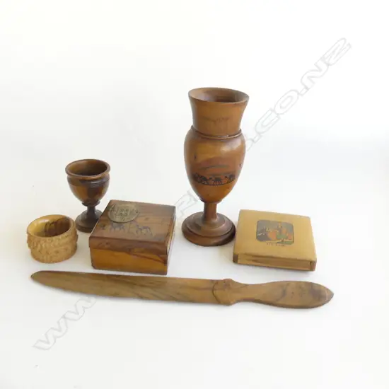 SMALL BOX OF 6PCS OLIVE WOOD HOLY LAND SOVS